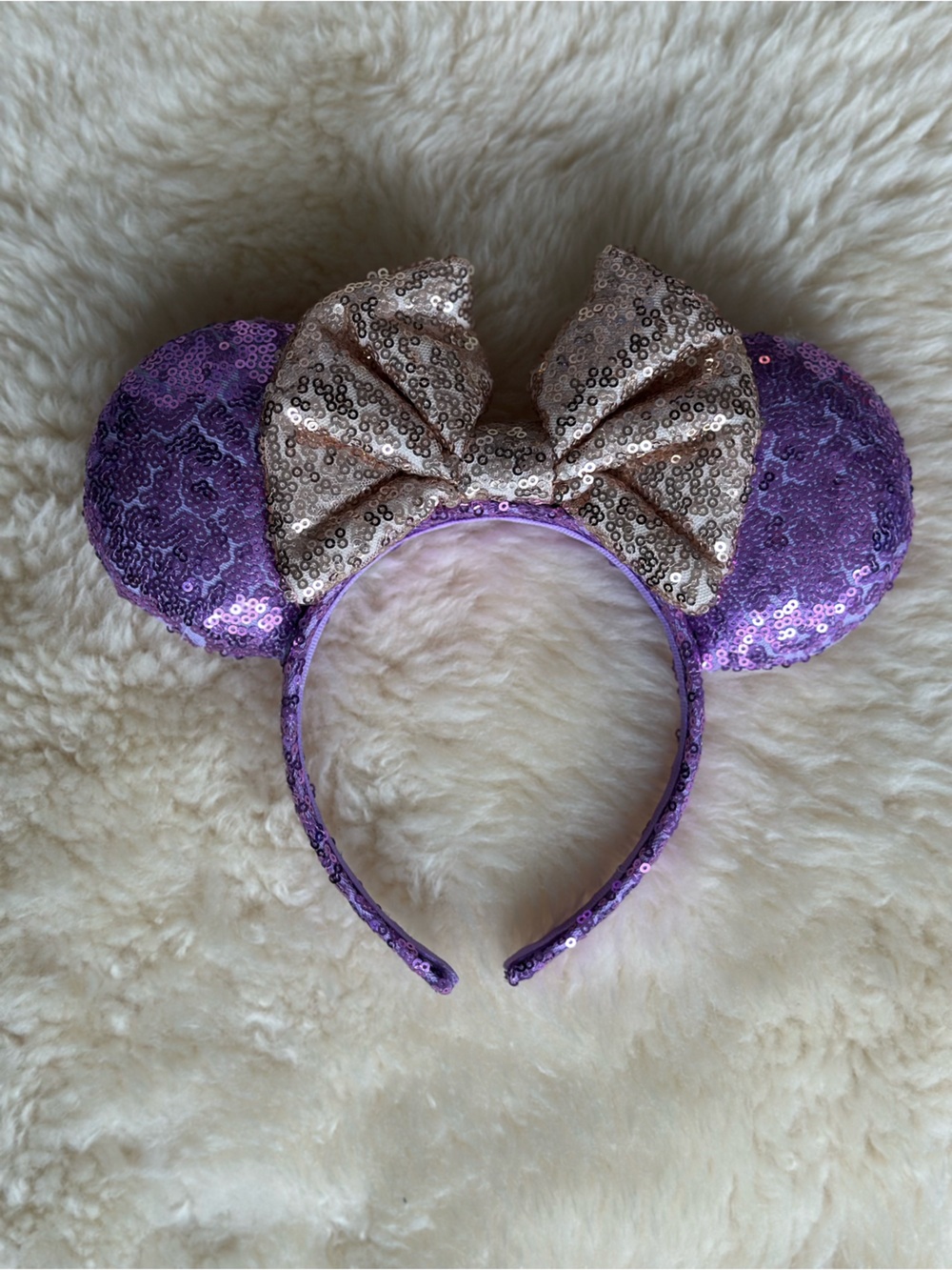 Sequin Purple & Gold Minnie Ears Headband